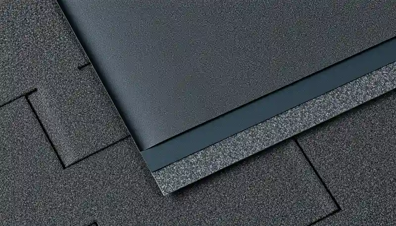 Gros plan sur les couches de membrane EPDM et de roofing bitume, montrant la différence de texture et d'épaisseur