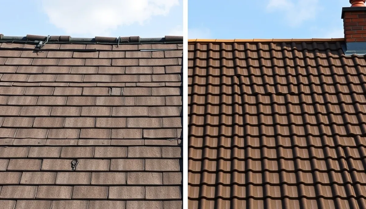 Comparaison entre une toiture ancienne et une toiture rénovée avec isolation